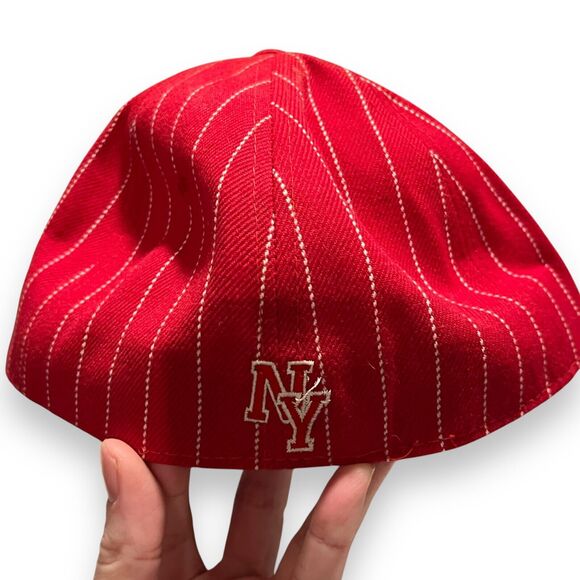 New York Yankees Steps Baseball Pro Modal Fitted Hat Mens Medium Red Striped - Picture 6 of 9